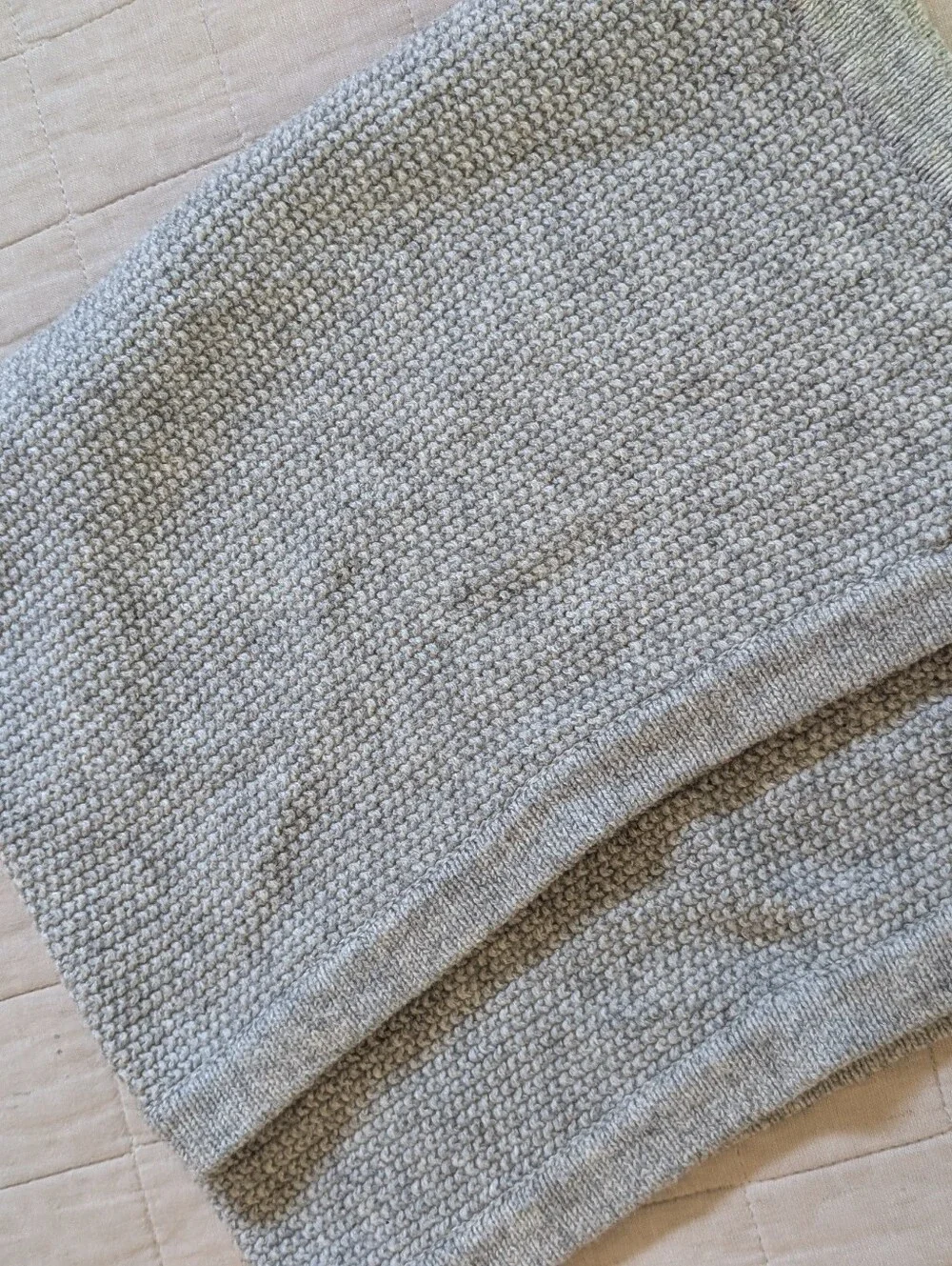 Light Gray Wool Baby Blanket - Picture 1 of 2